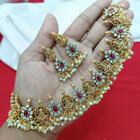 Lucentarts Jewellery Austrian Stone And Pearl Temple Necklace Set
