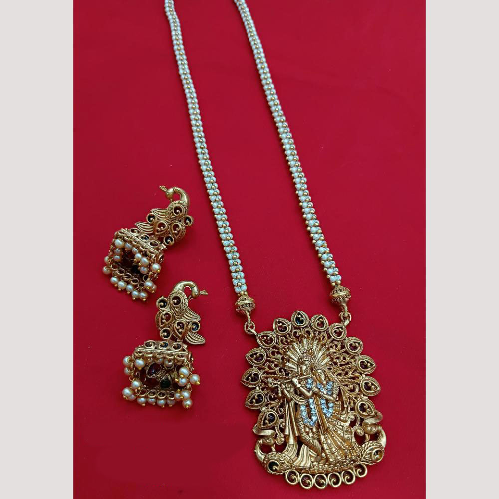 Lucentarts Jewellery Classic Austrian Stone And Pearl  Long Necklace Set