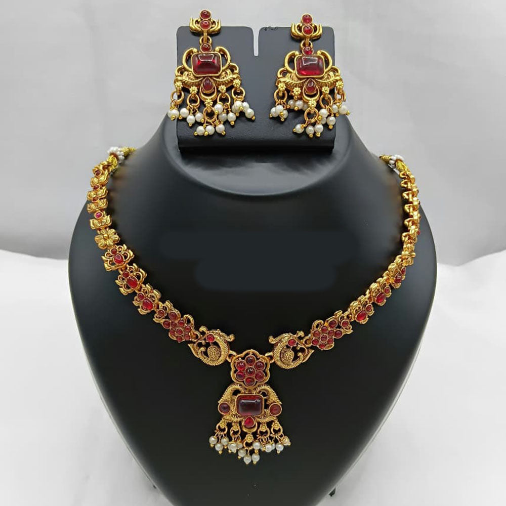 Lucentarts Jewellery Antique Finish Pota Stone Necklace Set