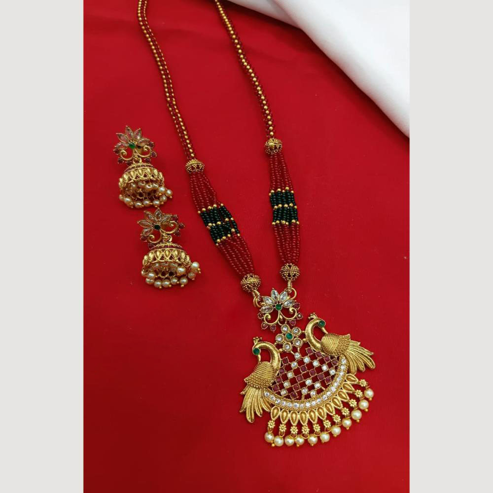 Lucentarts Jewellery Pota And Pearl Peacock Design Necklace Set