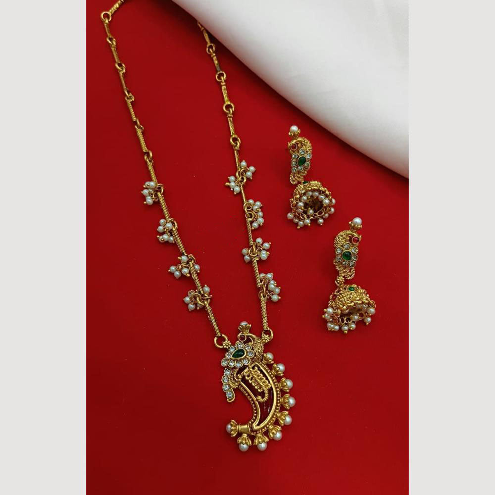 Lucentarts Jewellery Pota And Pearl Peacock Design Necklace Set
