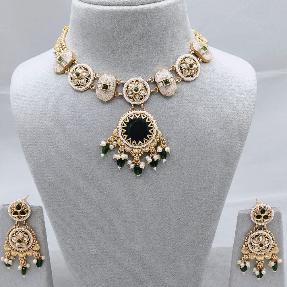 Lucentarts Jewellery Elegant Charm Pota And Pearl Necklace Set