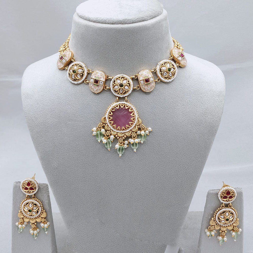 Lucentarts Jewellery Elegant Charm Pota And Pearl Necklace Set