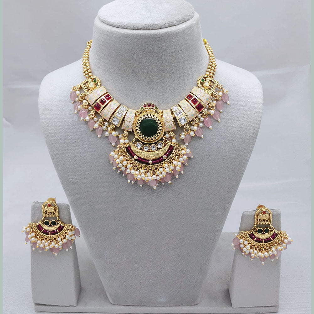 Lucentarts Jewellery Elegant Charm Pota And Pearl Necklace Set