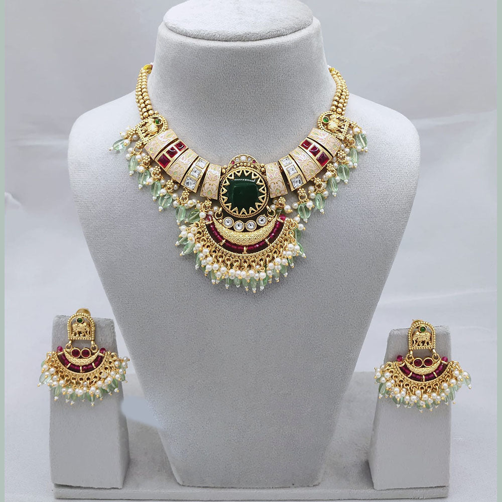 Lucentarts Jewellery Elegant Charm Pota And Pearl Necklace Set