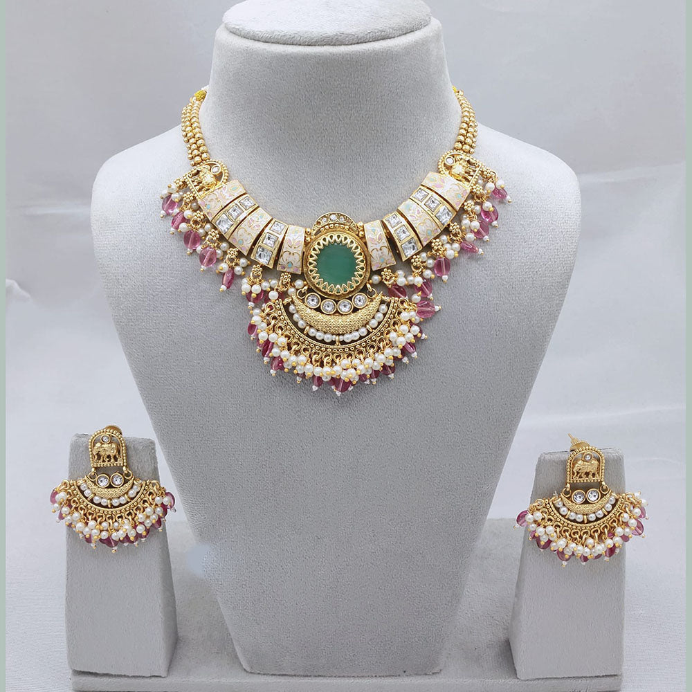 Lucentarts Jewellery Elegant Charm Pota And Pearl Necklace Set