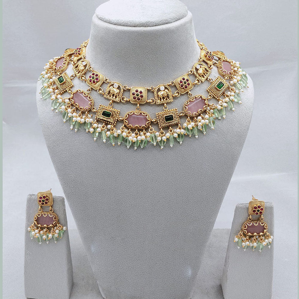 Lucentarts Jewellery Elegant Charm Pota And Pearl Necklace Set