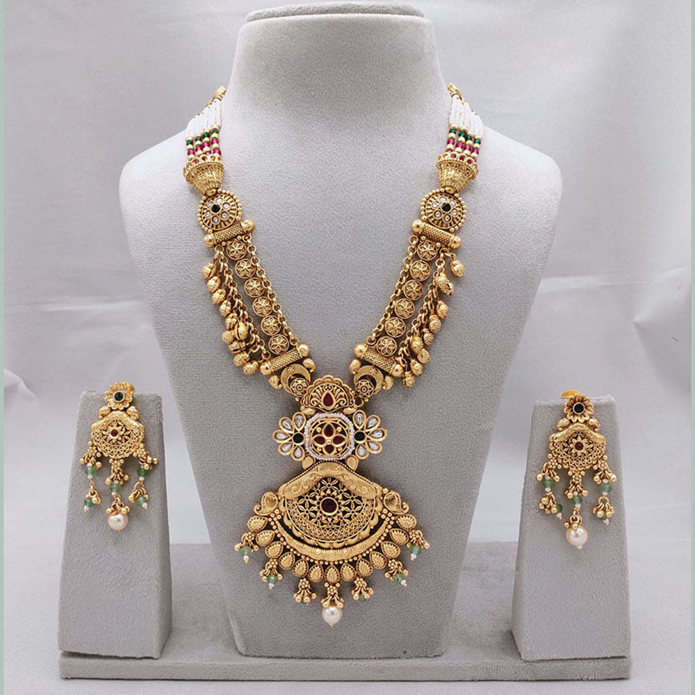 Lucentarts Jewellery Elegant Charm Pota And Pearl Necklace Set