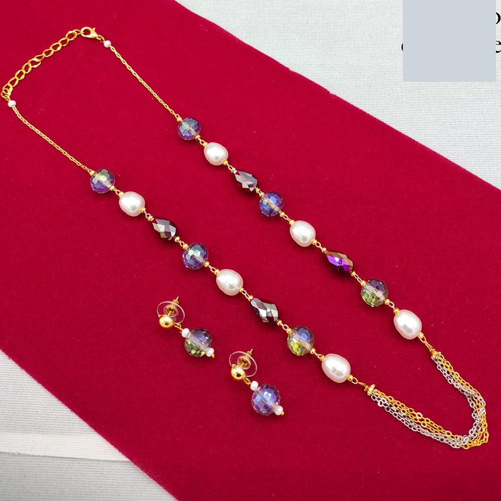 Lucentarts Jewellery Stylish Multi-Color Glass Beads Party Wear Necklace Set