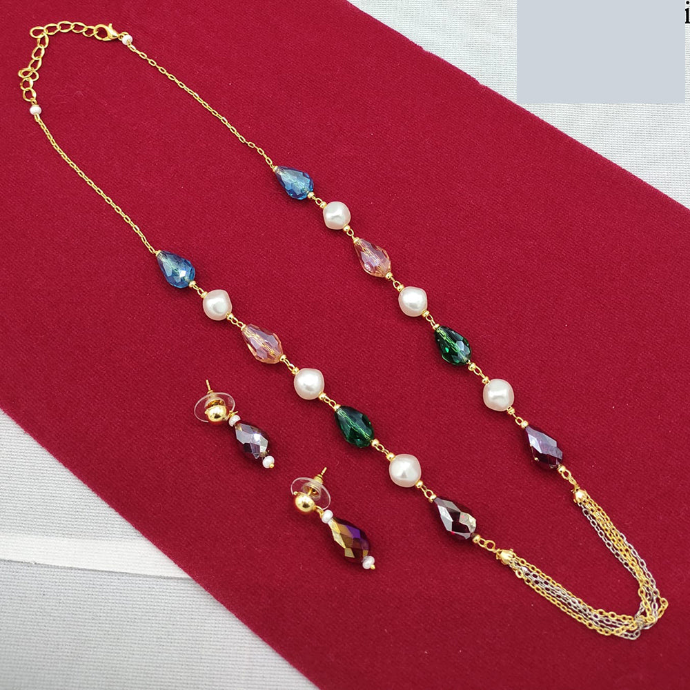 Lucentarts Jewellery Stylish Multi-Color Glass Beads Party Wear Necklace Set