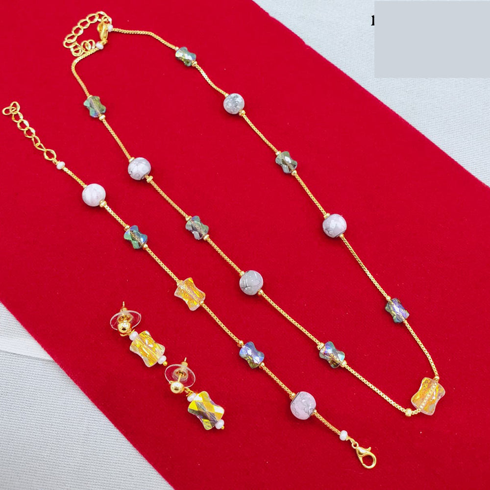 Lucentarts Jewellery Stylish Multi-Color Glass Beads Party Wear Combo Set