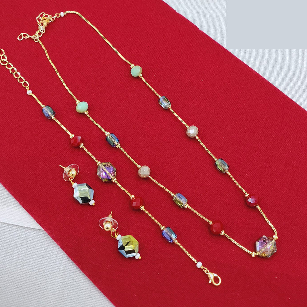 Lucentarts Jewellery Stylish Multi-Color Glass Beads Party Wear Combo Set
