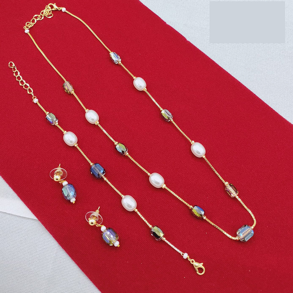 Lucentarts Jewellery Stylish Multi-Color Glass Beads Party Wear Combo Set
