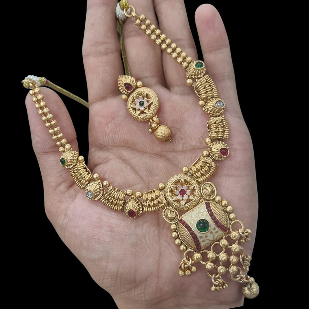 Lucentarts Jewellery Glamorous Pota Stone And Pearl Necklace Set