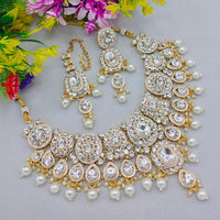 Lucentarts Jewellery Glamorous Austrian Stone Beads And Pearl Necklace Set