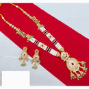 Lucentarts Jewellery Glamorous Pota Stone And Pearl Meenakari Long Necklace Set