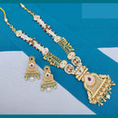 Lucentarts Jewellery Glamorous Pota Stone And Pearl Meenakari Long Necklace Set
