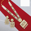 Lucentarts Jewellery Glamorous Pota Stone And Pearl Meenakari Long Necklace Set