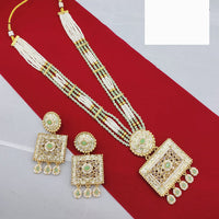 Lucentarts Jewellery Glamorous Pota Stone And Pearl Meenakari Long Necklace Set