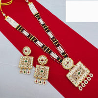 Lucentarts Jewellery Glamorous Pota Stone And Pearl Meenakari Long Necklace Set