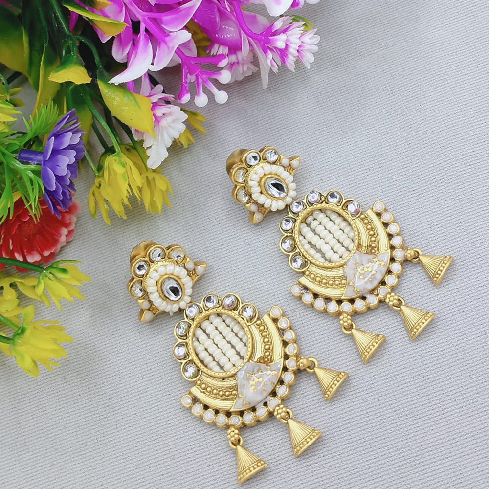 Lucentarts Jewellery Kundan Stone And Meenakari Dangler Earrings