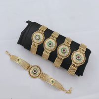 Lucentarts Jewellery Trendy Pota Stone Meenakari Adjustable Wrist Bracelet