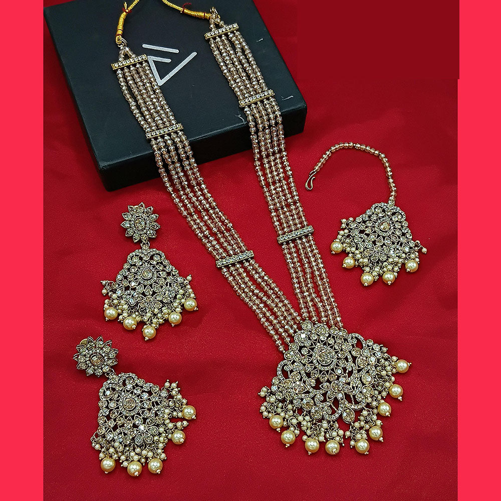 Lucentarts Jewellery Heritage Style Austrian Stone And Beads Long Necklace Set