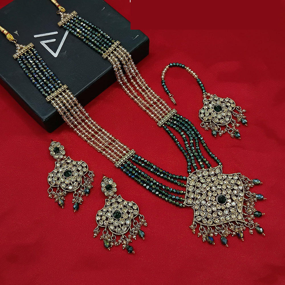 Lucentarts Jewellery Heritage Style Austrian Stone And Beads Long Necklace Set
