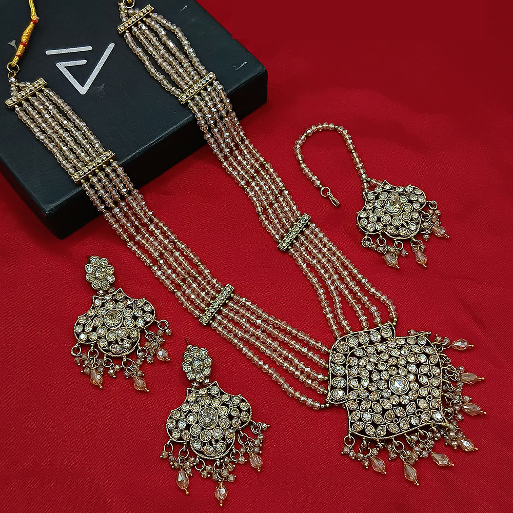Lucentarts Jewellery Heritage Style Austrian Stone And Beads Long Necklace Set