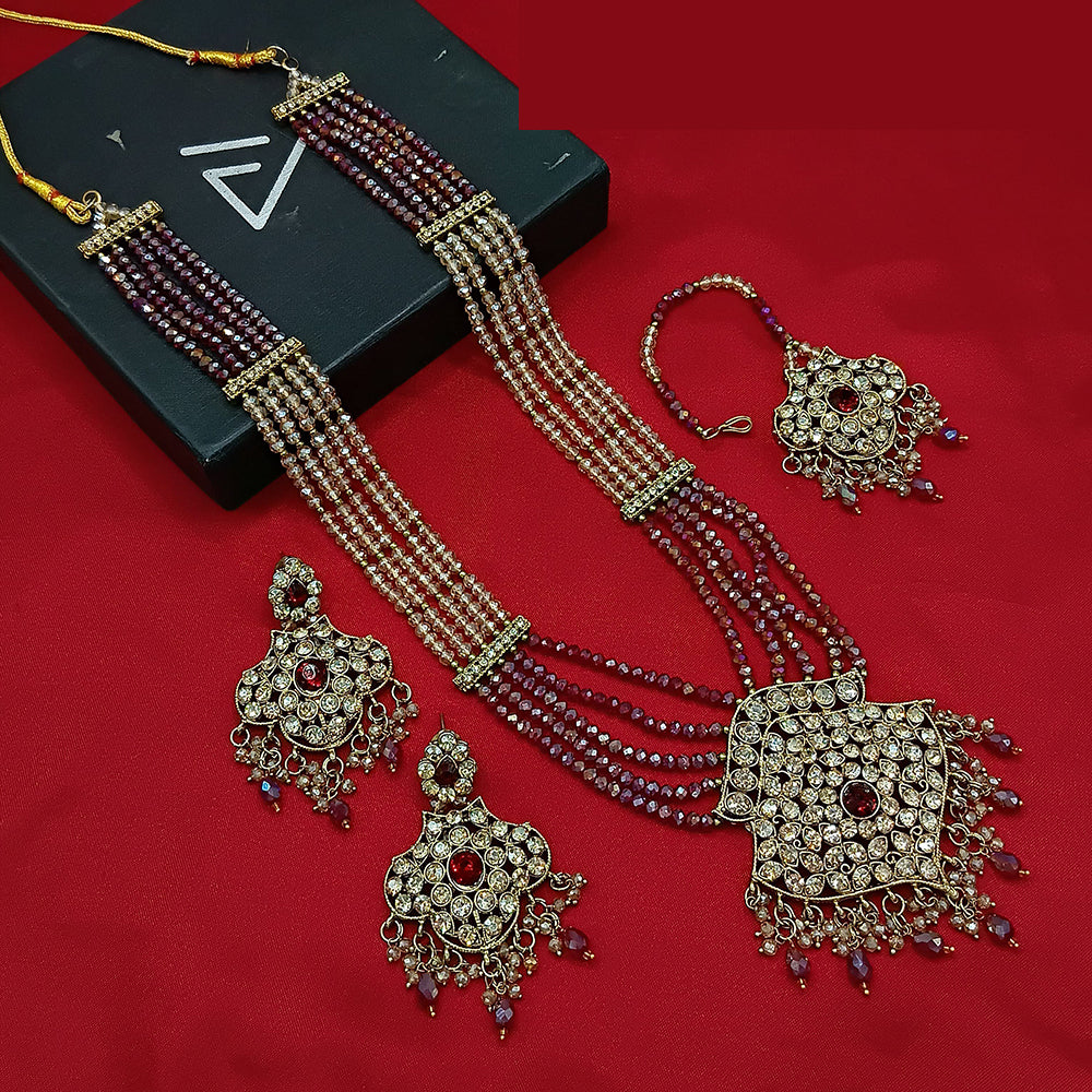 Lucentarts Jewellery Heritage Style Austrian Stone And Beads Long Necklace Set