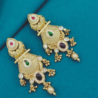 Lucentarts Jewellery Designer Pota Stone Detailing And Pearl Dangler Earrings