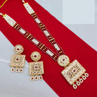 Lucentarts Jewellery Classic Pota And Meenakari Beads Pearl Long Necklace Set