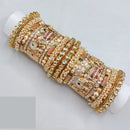 Lucentarts Jewellery Designer Kundan With Pearl And Meenakari Openable Bangles Set
