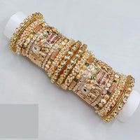 Lucentarts Jewellery Designer Kundan With Pearl And Meenakari Openable Bangles Set