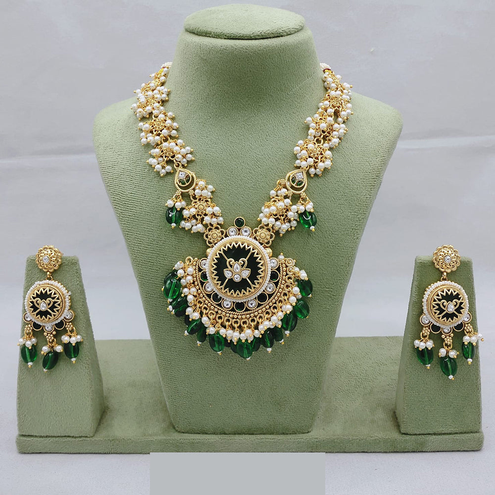 Lucentarts Jewellery Royal Pearl And Pota Stone Necklace Set  for Special Events