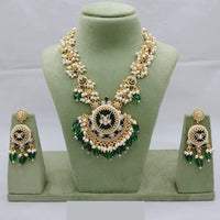 Lucentarts Jewellery Royal Temple Work Double Layer Necklace Set in Antique Finish for Special Events