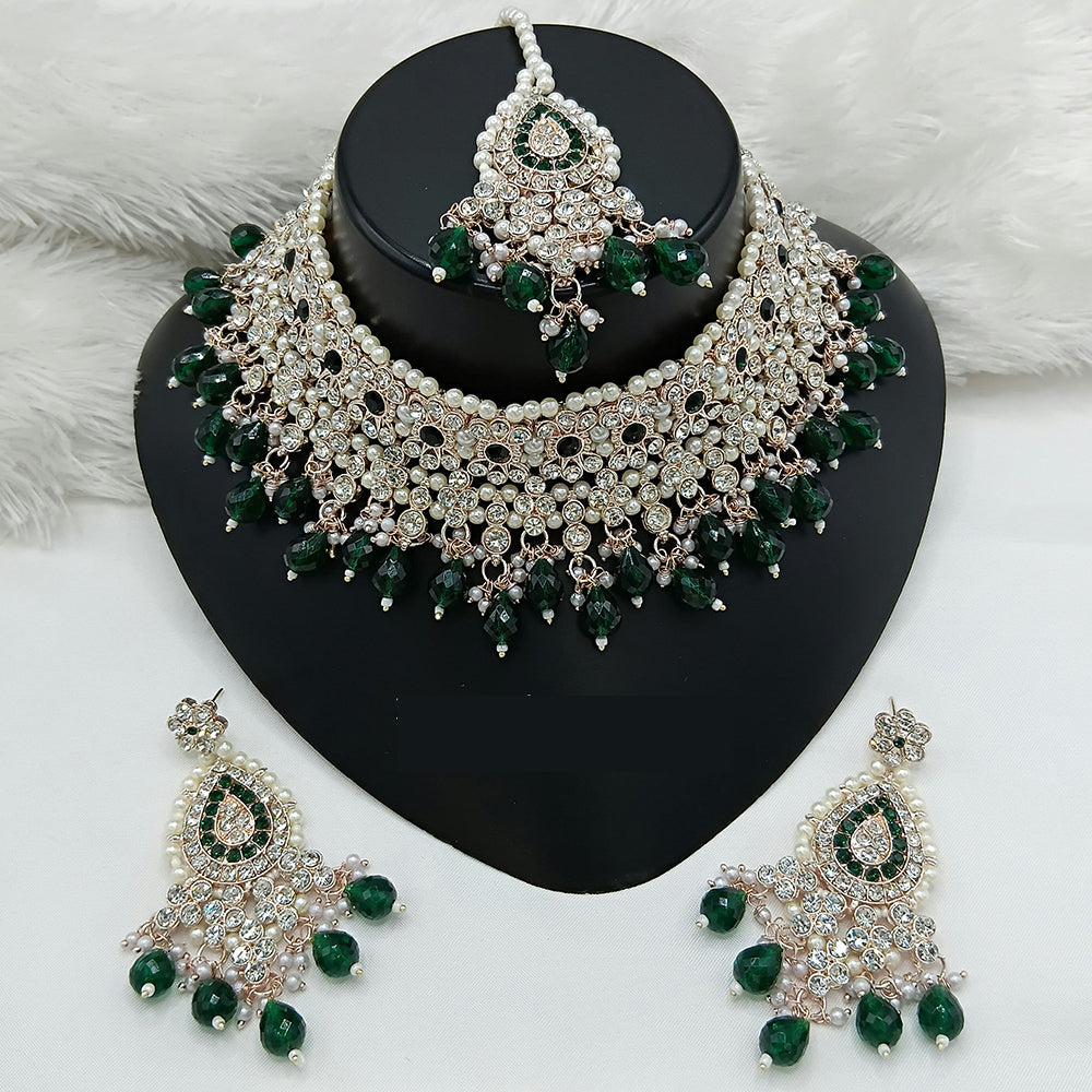Lucentarts Jewellery Fashion Choker Necklace Set Sparkling Austrain Stone With Beads