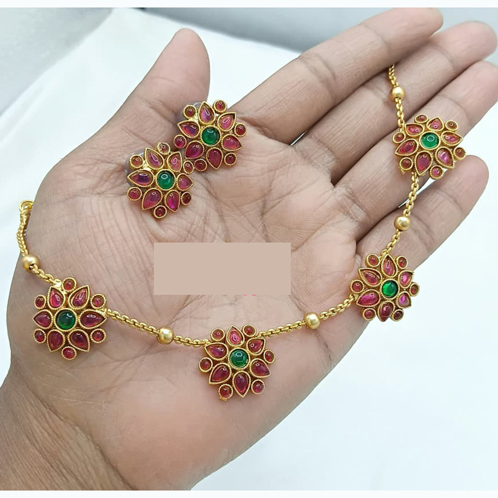 Lucentarts Jewellery Classic Ethnic Pota Stone Necklace Set