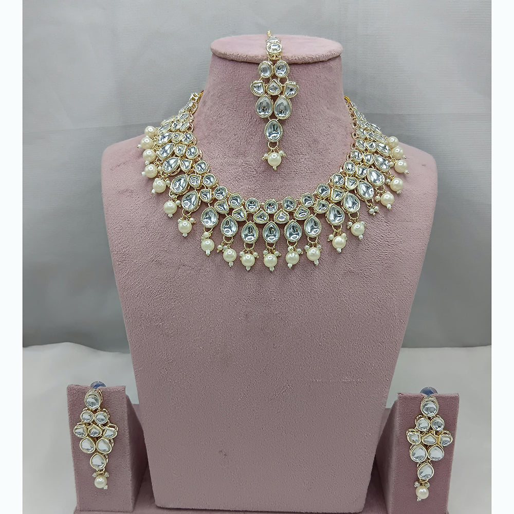Lucentarts Jewellery Royal Charm Kundan And Pearl Necklace Set