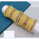 Lucentarts Jewellery Regal Finish Pota Kundan And Pearl Bridal Bangles Set