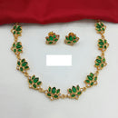 Lucentarts Jewellery Traditional Lotus Design with Polki Kundan Stone Necklace Set