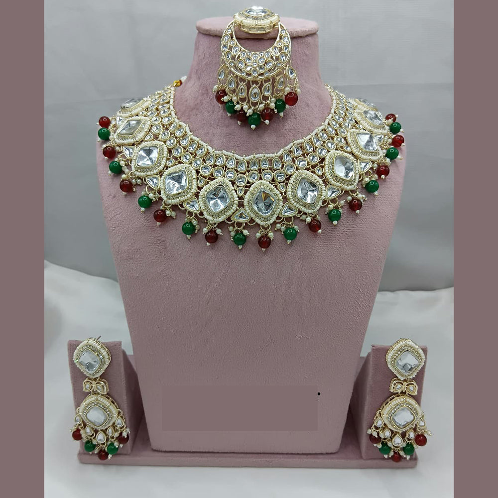 Lucentarts Jewellery  Ethnic Royalty Kundan And Pearl  Necklace Set For Bride And Festive Looks