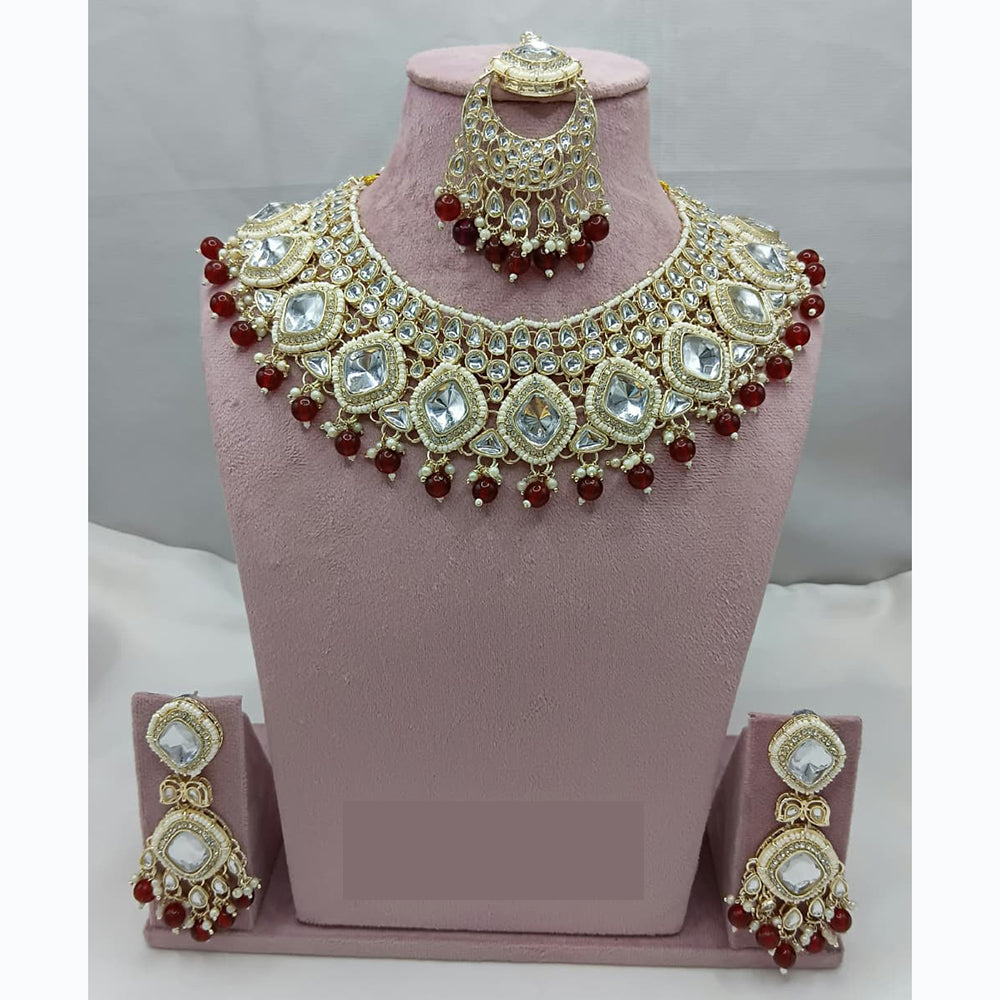 Lucentarts Jewellery  Ethnic Royalty Kundan And Pearl  Necklace Set For Bride And Festive Looks