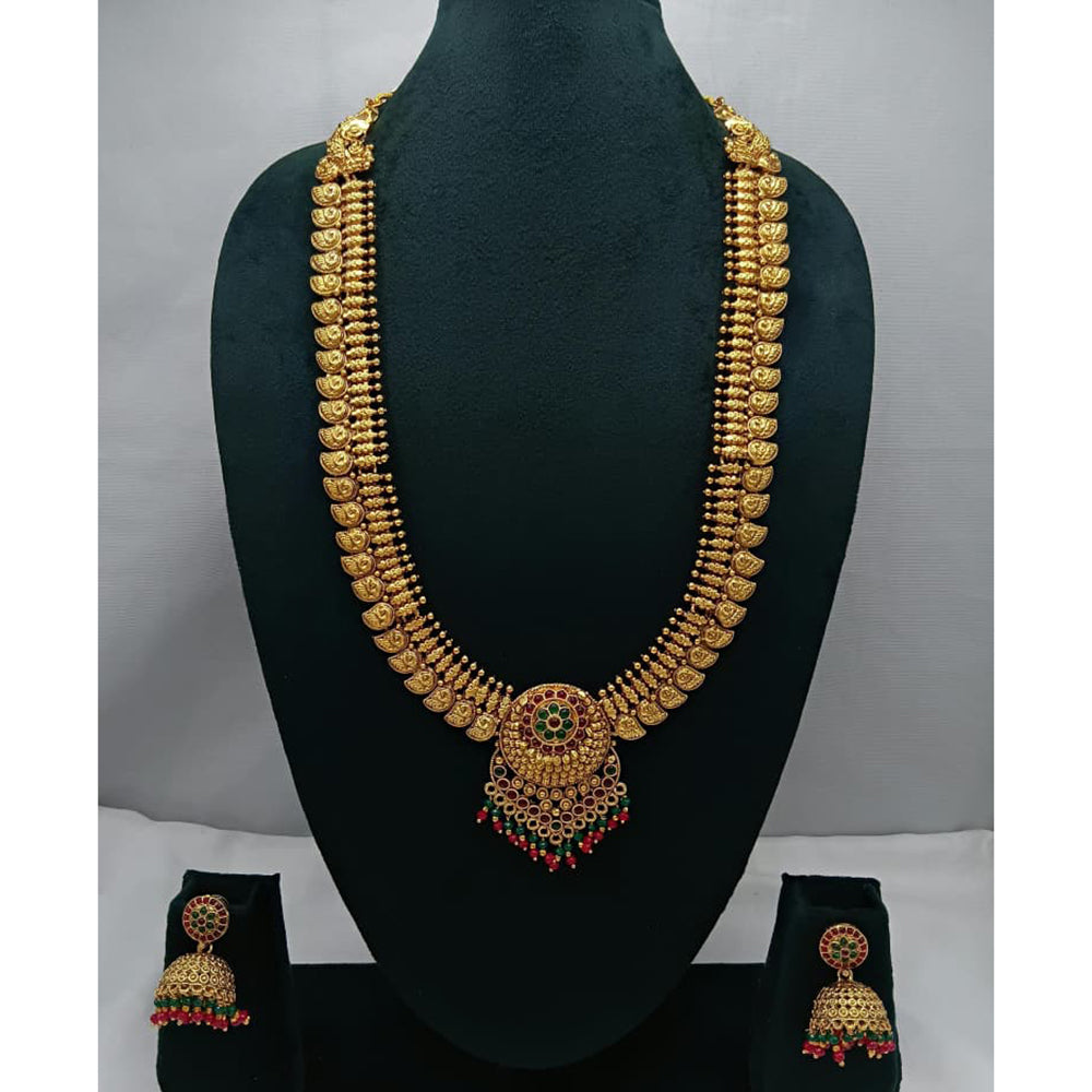 Lucentarts Jewellery Heritage Pota Stone And Pearl Long Necklace Set