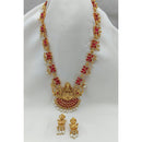Lucentarts Jewellery Heritage Pota Stone And Pearl Temple Long Necklace Set 