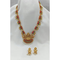 Lucentarts Jewellery Heritage Pota Stone And Pearl Temple Long Necklace Set