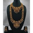 Lucentarts Jewellery Heritage Pota Stone And Pearl Temple Double Necklace Set 