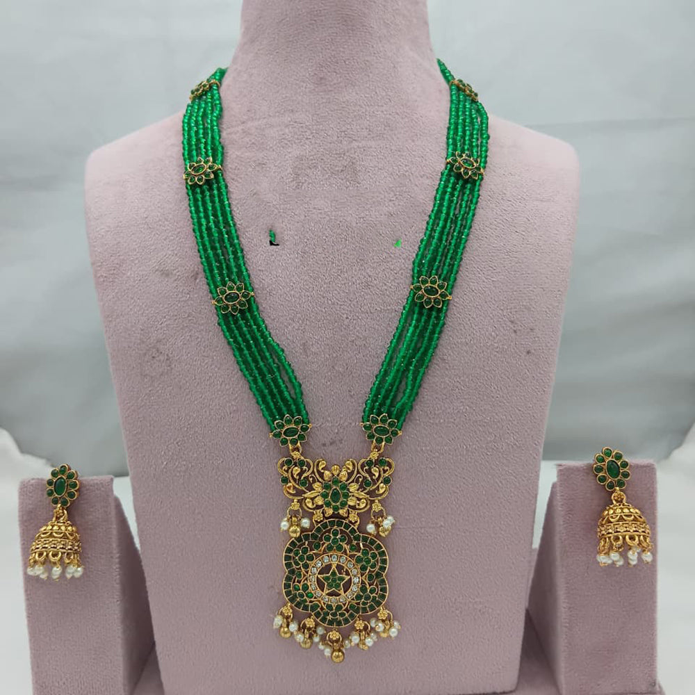 Lucentarts Jewellery Designer Pota Stone And Pearl Long Necklace Set