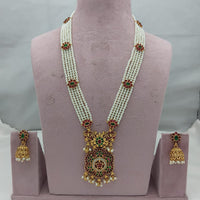 Lucentarts Jewellery Designer Pota Stone And Pearl Long Necklace Set