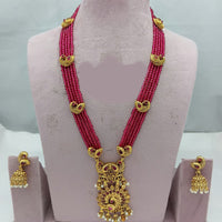 Lucentarts Jewellery Grand Heritage Pota Stone And Pearl Long Jewellery Necklace Set